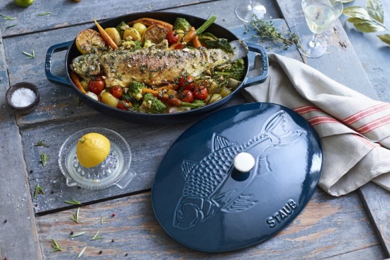 Oval kokeplate, støpejern, 33cm/2,8L, "La Mer" - Staub