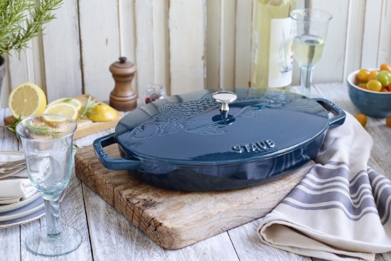 Fuente de cocción ovalada, hierro fundido, 33cm/2.8L, "La Mer" - Staub