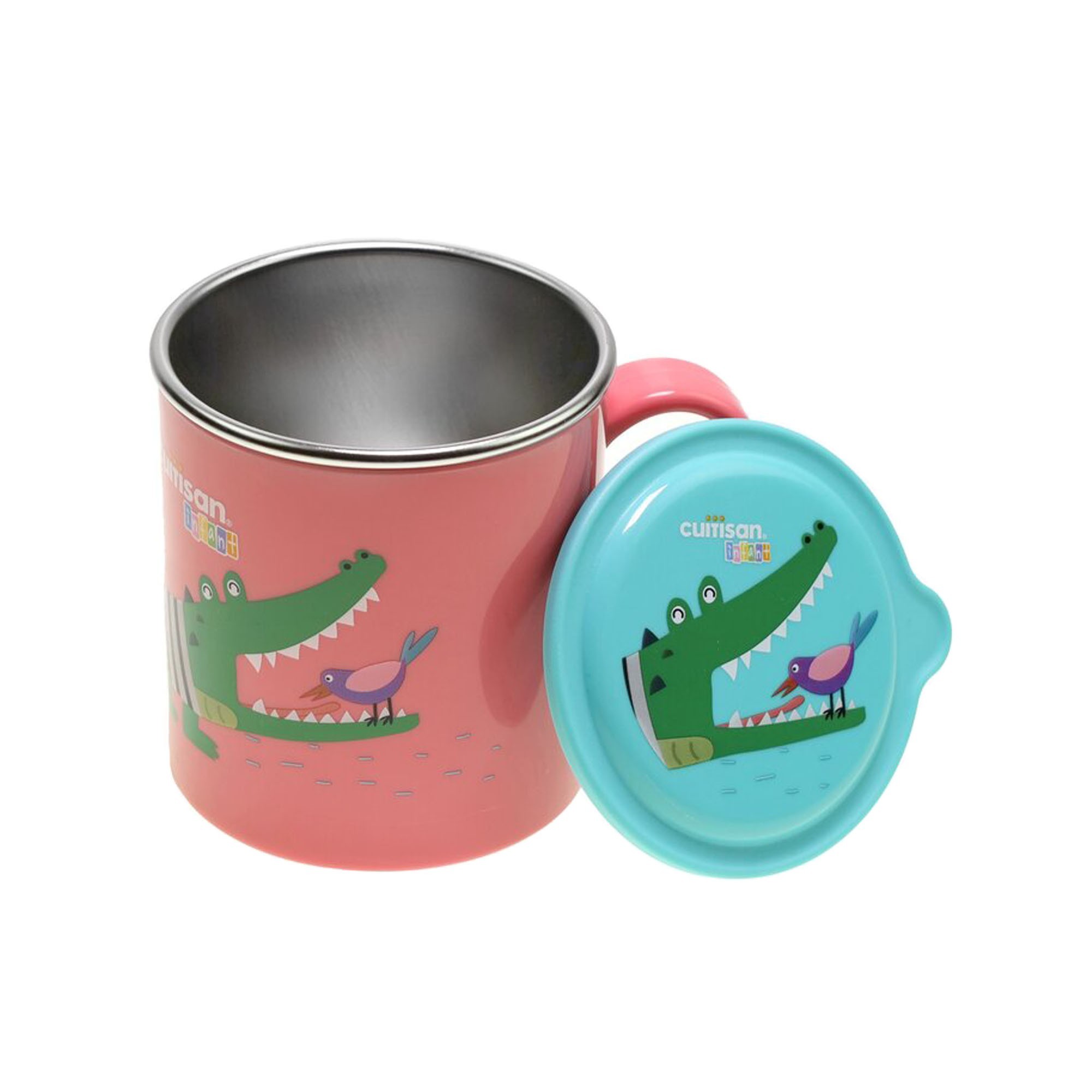 Tasse enfant crocodile en inox 300 ml jaune Cuitisan 