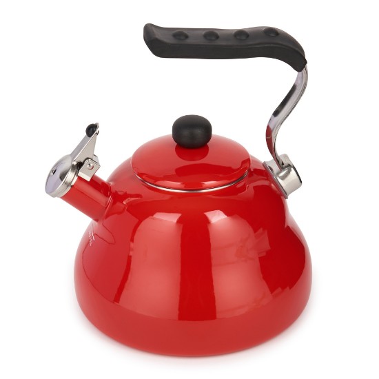 Bouilloire sifflante, inox, 2L, Rouge - La Cafetière