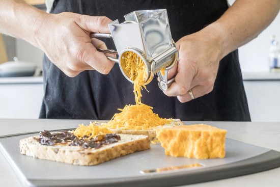 Rallador de queso giratorio, acero inoxidable, 21 x 12 cm, "Master Class Deluxe" - Kitchen Craft