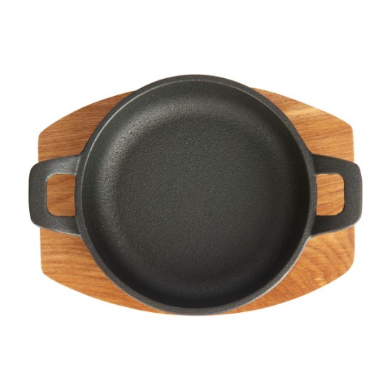 Mini-panela, ferro fundido, 12 cm, com suporte de madeira - por Kitchen Craft