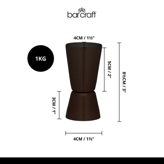 Dvojitá odměrná koktejlová sklenice, 25/50 ml, nerezová ocel, měď - BarCraft