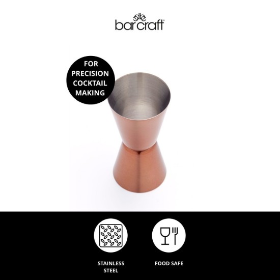 Dvojitá odměrná koktejlová sklenice, 25/50 ml, nerezová ocel, měď - BarCraft