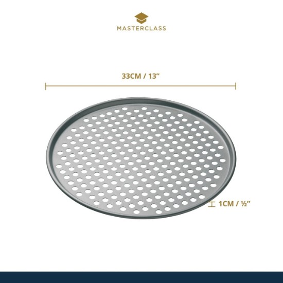 Pizza tray, perforated, 33 cm, steel - by Kitchen Craft