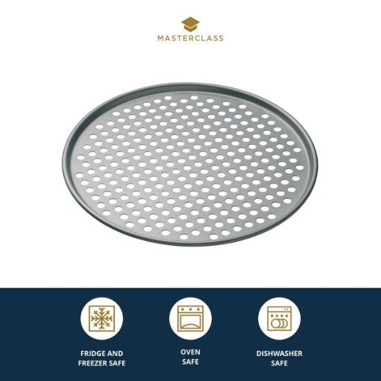 Pizza tray, perforated, 33 cm, steel - by Kitchen Craft