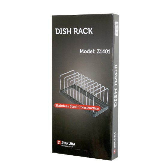 Dish rack, stainless steel, 39.5x18.2x17.5cm - Zokura 