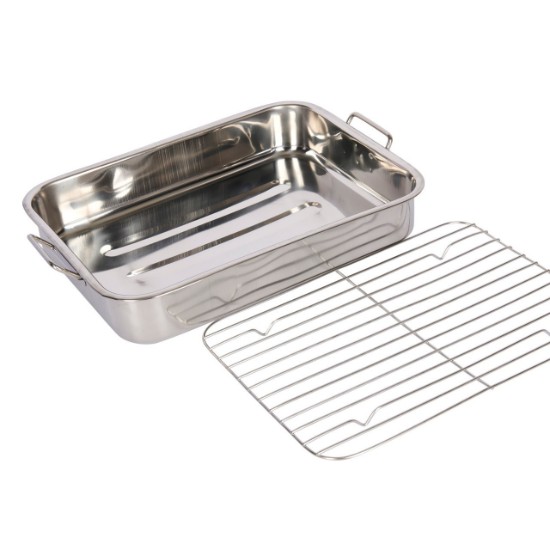 Stainless steel tray with removable grill, 38 x 27.5 cm - by Kitchen Craft