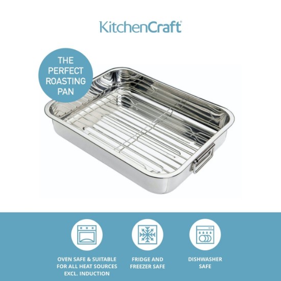 Stainless steel tray with removable grill, 38 x 27.5 cm - by Kitchen Craft