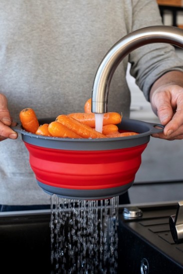 Collapsible colander, 24 cm, red - Kitchen Craft