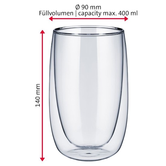 Set med 2 dubbelväggiga dricksglas för latte macchiato, 400 ml - Westmark