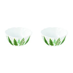 Set of 2 bowls, porcelain, 14 cm, "Festive TREES" - Nuova R2S