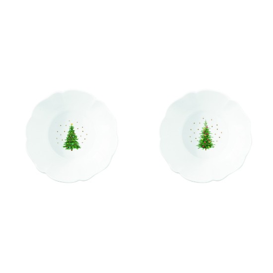 Set med 2 skålar, porslin, 14 cm, "Festive TREES" - Nuova R2S