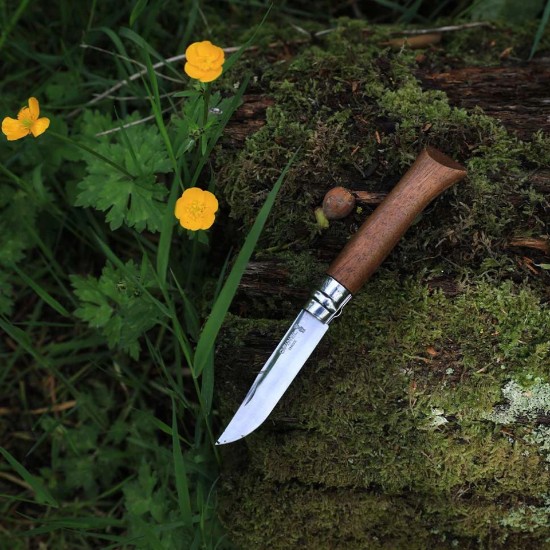 Pocket knife N°09, stainless steel, 9cm, "Tradition Luxe", Walnut - Opinel
