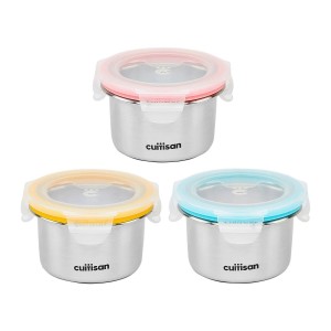Round food storage containers, stainless steel, 200 ml, "Infant" - Cuitisan 