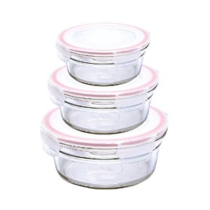 Set of 3 food storage containers, made from glass - Glasslock