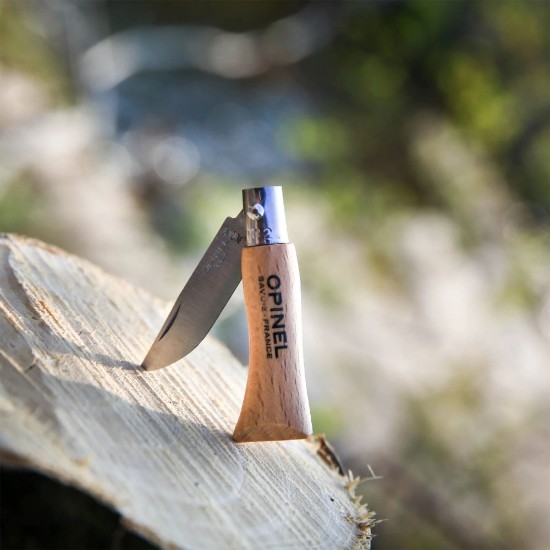 Nyckelringskniv N°02, rostfritt stål, 3,5 cm, "Tradition Inox", rostfritt stål - Opinel