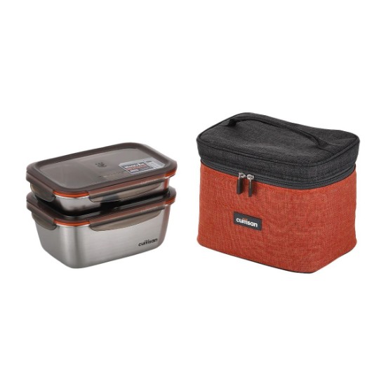 Set de 2 recipientes de acero inoxidable y bolsa aislante "To Go" - Cuitisan