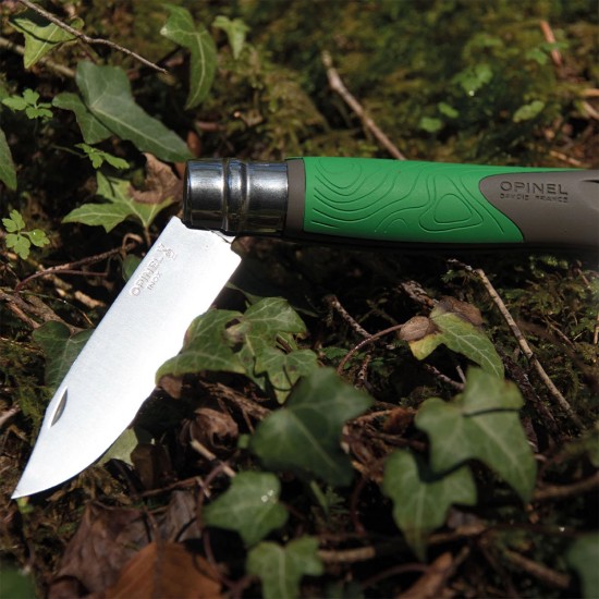 Lommekniv N°12, med flåttavtrekker, "Explore", Green- Opinel
