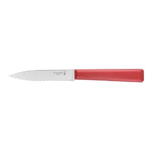 N°313 tırtıklı bıçak, paslanmaz çelik, 10cm, "Les Essentiels", Red - Opinel