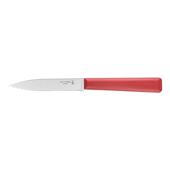 N°313 serrated blade knife, stainless steel, 10cm, "Les Essentiels", Red - Opinel