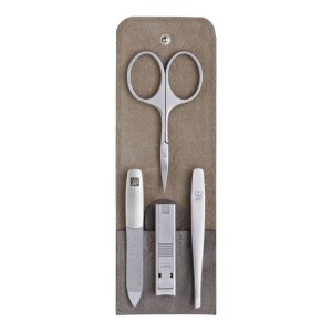 4-piece manicure set, stainless steel, gray leather case, PREMIUM - Zwilling 