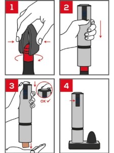 Electric corkscrew and cutter set, 27 cm, "Elis Touch", Stainless Steel - Peugeot