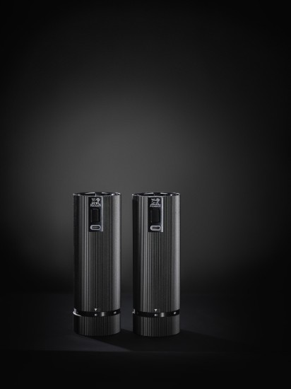 Set of 2 electric salt and pepper grinders, "Line", Matt Black - Peugeot