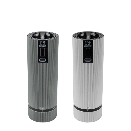 Set of 2 electric salt and pepper grinders, "Line" - Peugeot 