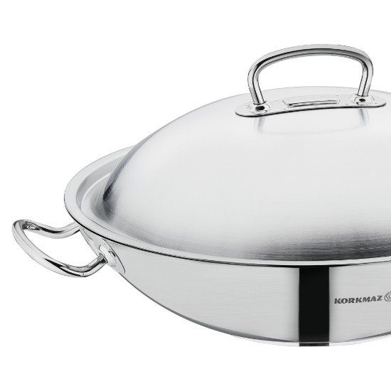 Wok pan, stainless steel, 36 cm / 6.8 L, "Proline" - Korkmaz