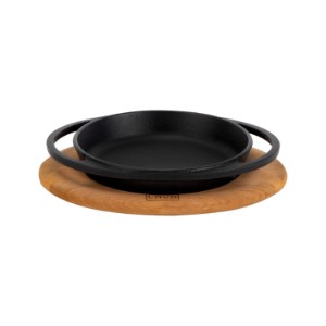 16-cm tray, cast iron, with wooden stand - LAVA brand