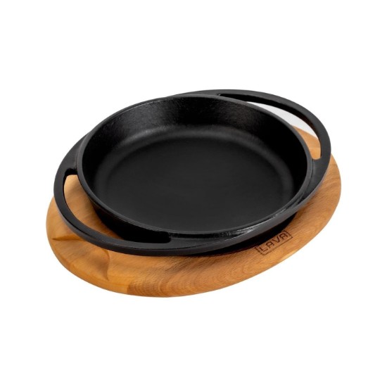 16-cm tray, cast iron, with wooden stand - LAVA brand