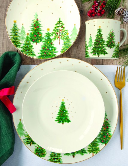 Set med 2 skålar, porslin, 14 cm, "Festive TREES" - Nuova R2S