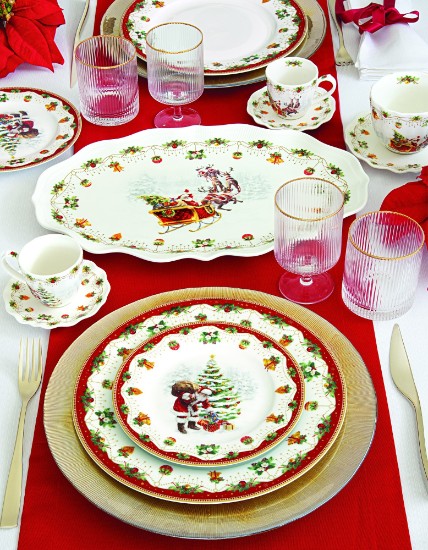 Sæt med 2 tekopper med underkopper, porcelæn, 110 ml, "Nostalgic Christmas" - Nuova R2S