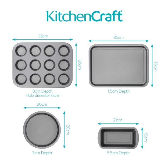 4-dielna súprava na pečenie z uhlíkovej ocele – Kitchen Craft