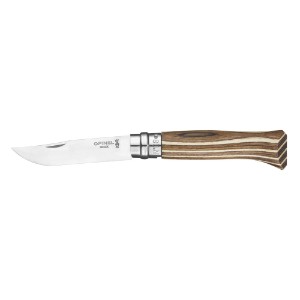 N°08 fickkniv, rostfritt stål, 8,5 cm, "Tradition Luxe", Brown Birch - Opinel