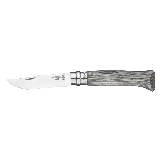 Canivete N°08, aço inoxidável, 8,5cm, "Tradition Luxe", Grey Birch - Opinel