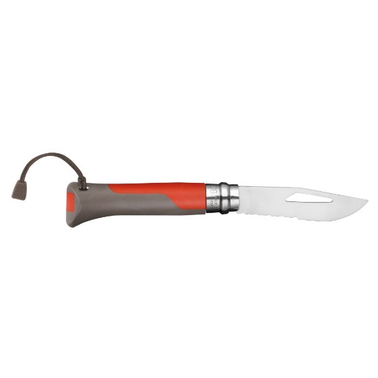 N°08 žepni nož s piščalko, nerjaveče jeklo, 8,5 cm, "Outdoor", Red - Opinel