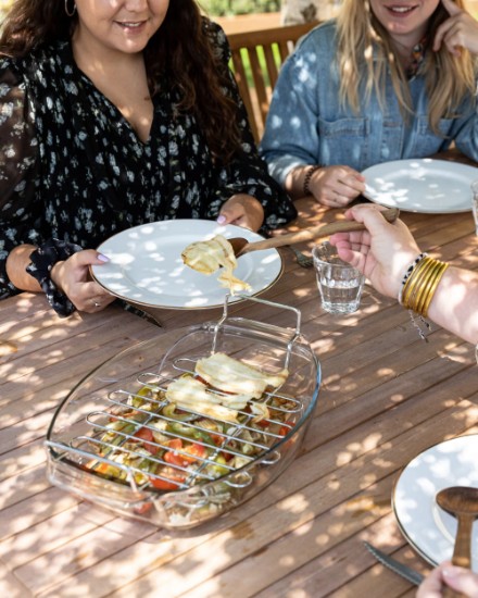 Ovalus skrudinimo indas su stelažu, karščiui atsparus stiklas, 4 l, "Let's Share" - Pyrex