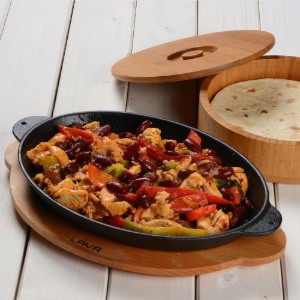 Oval Fajita uile, iarann teilgthe, le seastán - LAVA