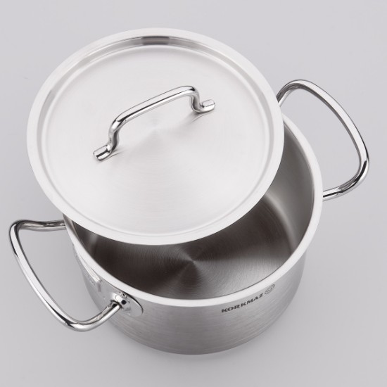 Stainless steel cooking pot, with lid, 20cm/6L, "Proline Gastro" - Korkmaz
