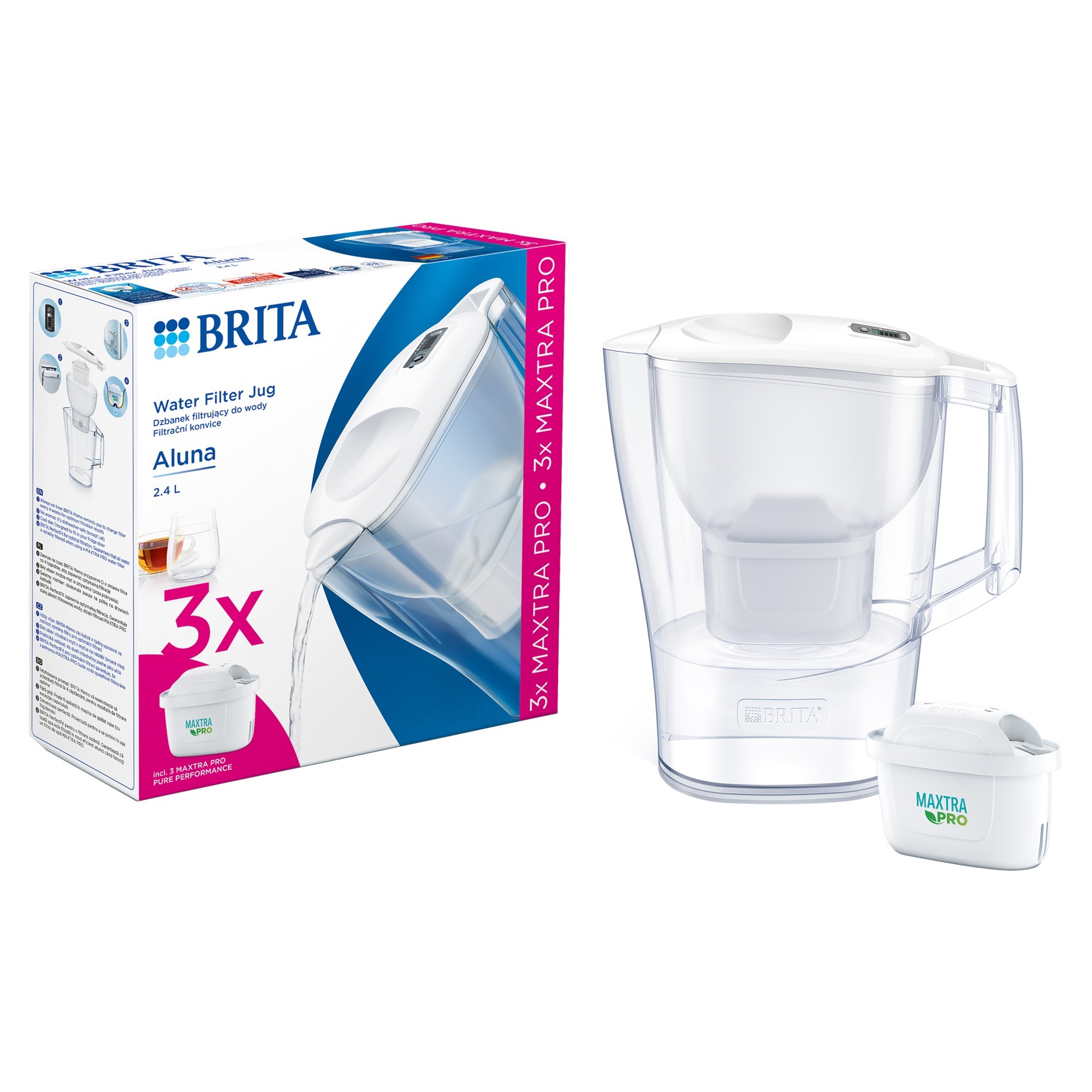 Starter pack filtrazione acqua BRITA Aluna 2,4 L (bianco) + 3