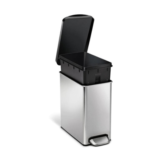 Trash can with pedal, 10 L, stainless steel - simplehuman