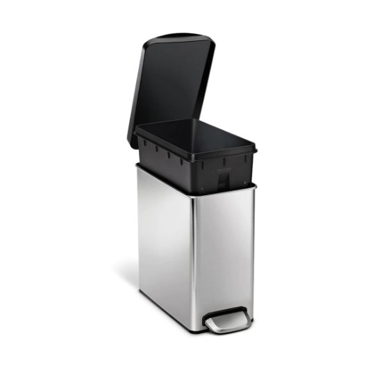 Lixeira com pedal, 10 L, aço inoxidável - simplehuman