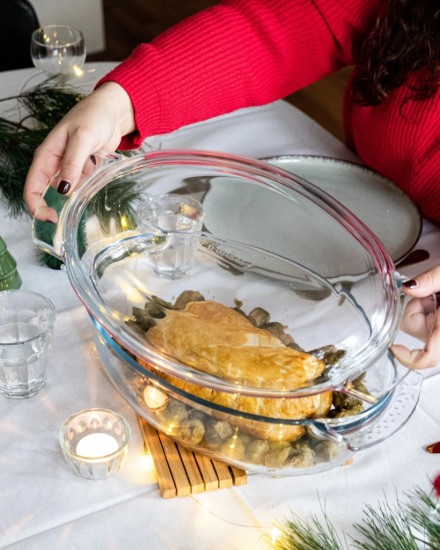 Oval dish with lid, made of heat-resistant glass, "Slow Cook", 4.4 l + 1.4 L - Pyrex
