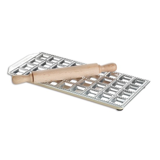 36-compartment mold for classic Ravioli pasta + rolling pin - Imperia