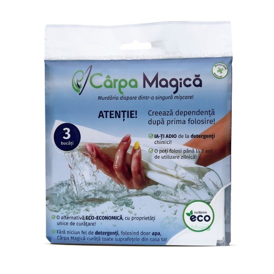 Σετ 3 Eco πανιών μικροϊνών, 40 × 40 cm - Carpa Magica