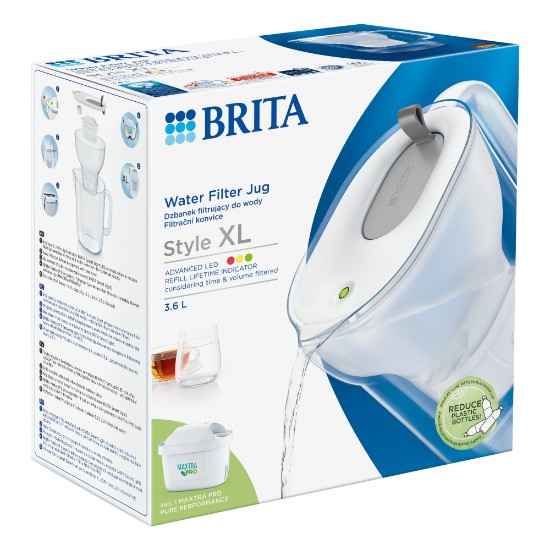 Filtruojantis ąsotis BRITA Style XL 3.6 L Maxtra PRO (grey)