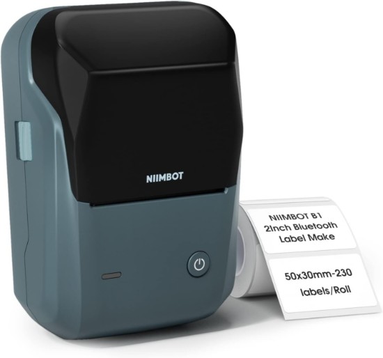 Thermal label printer, portable, B1 model, Lake Blue - NIIMBOT