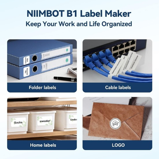 Thermal label printer, portable, B1 model, Lake Blue - NIIMBOT